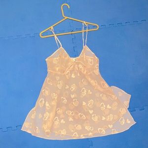 Adorable Sheer Heart Cami Teddie Lingerie cutout open side sexy tank top dress M